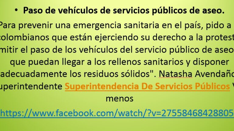 Paso de vehículos de servicios públicos de aseo