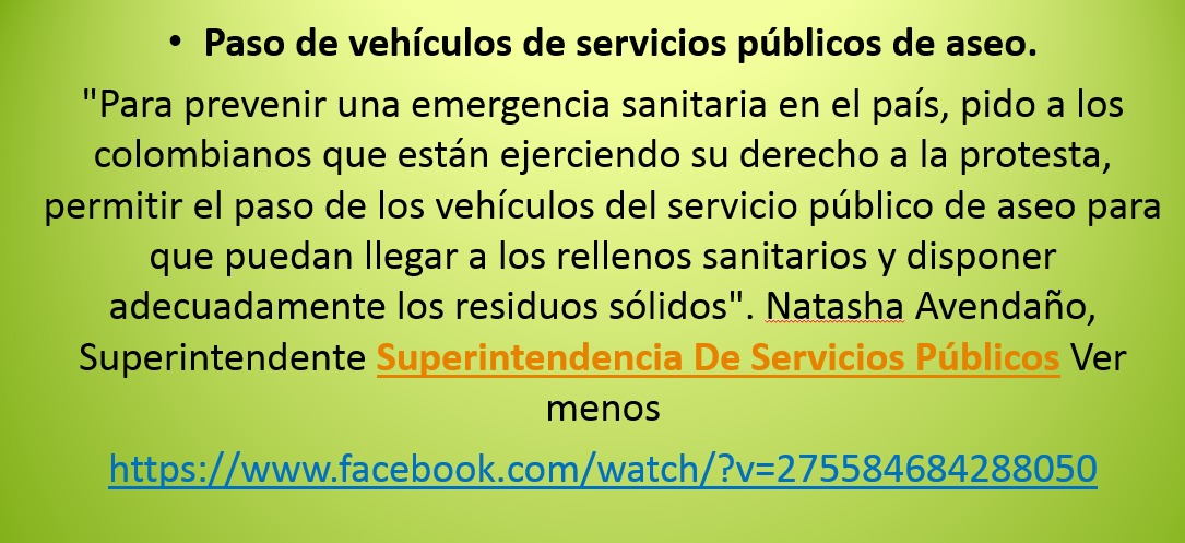 Paso de vehículos de servicios públicos de aseo